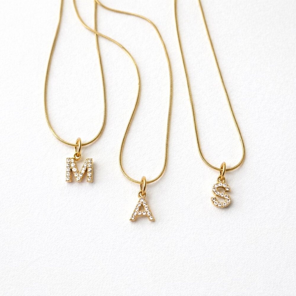 Premier Designs Gold Initial Necklace CZ Personalized Choose Letter